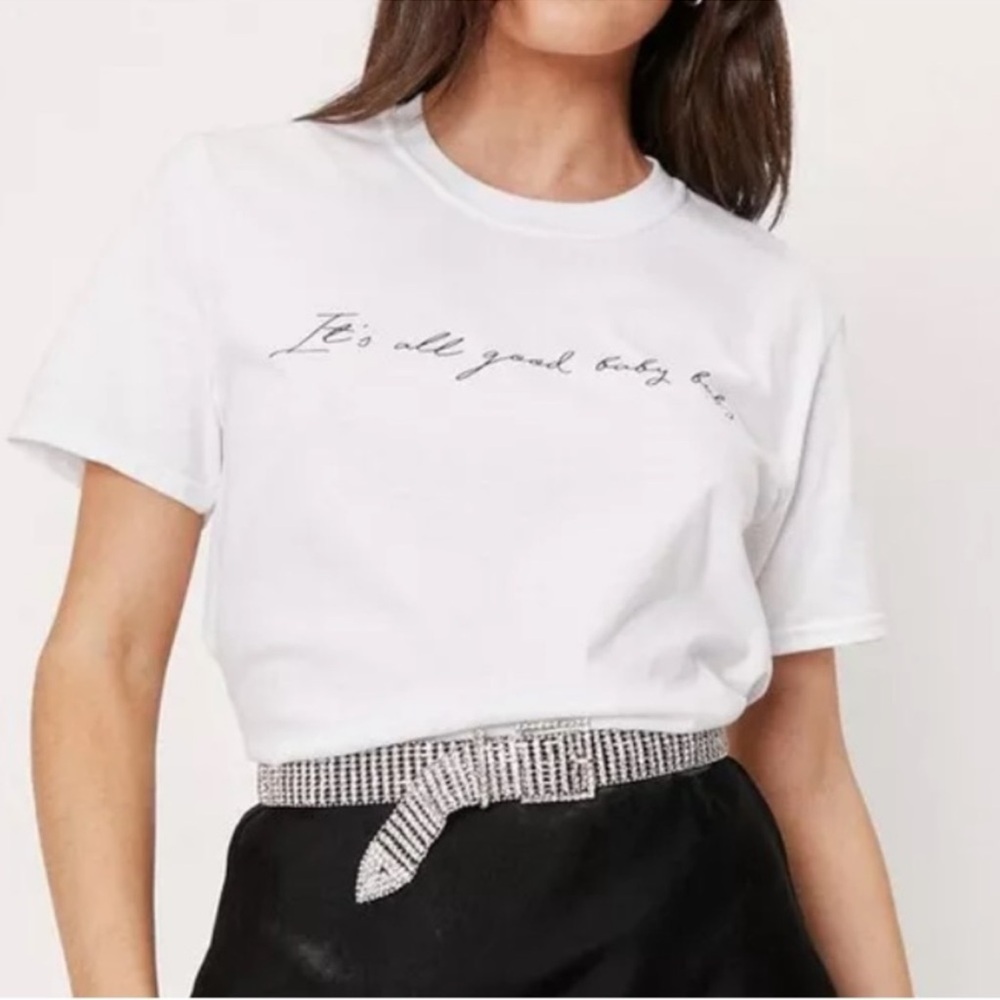 NWT Nasty Gal It’s All Good Baby Baby White Graphic Tee - Small